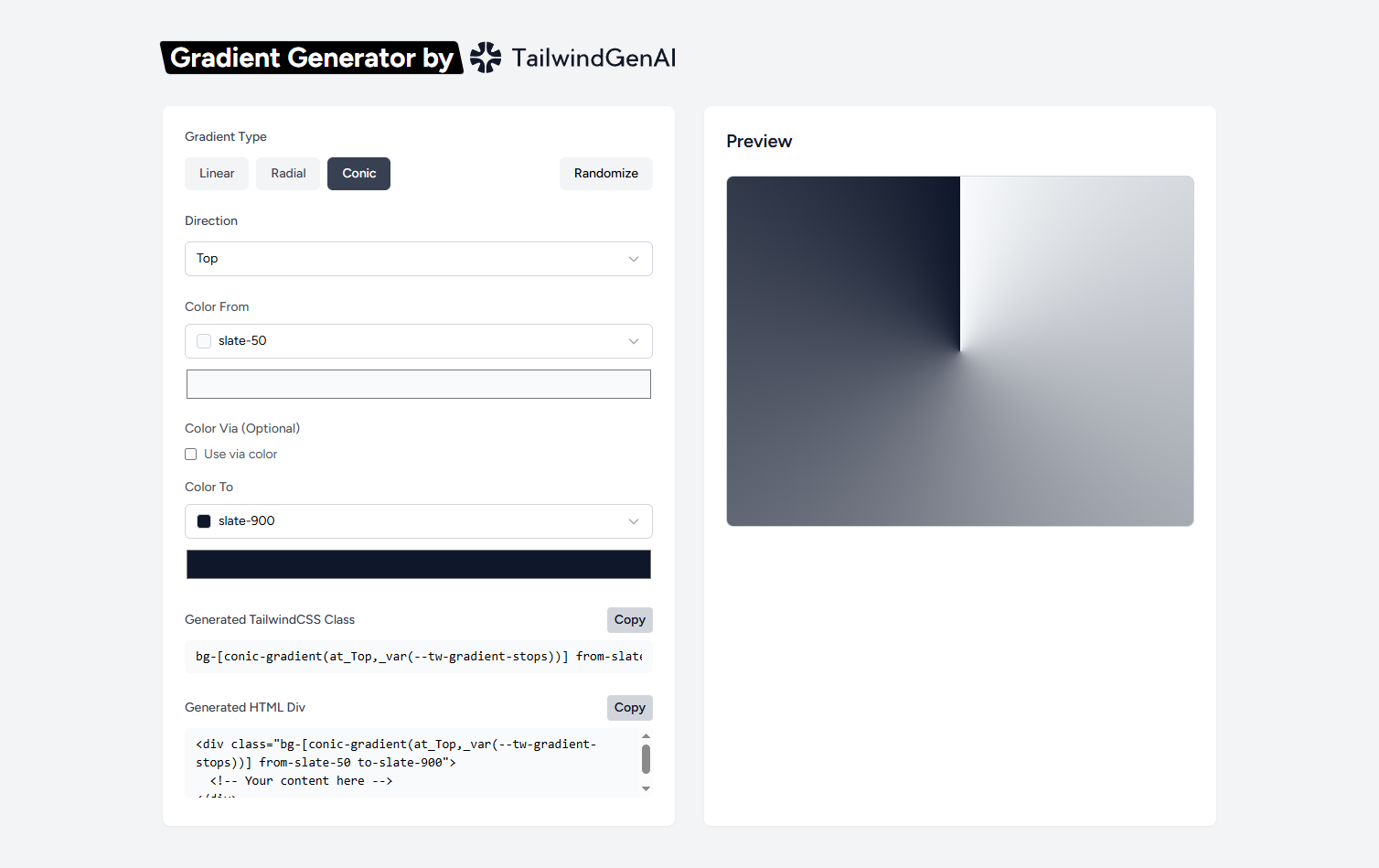 Tailwind css gradient generator visual gradient builder